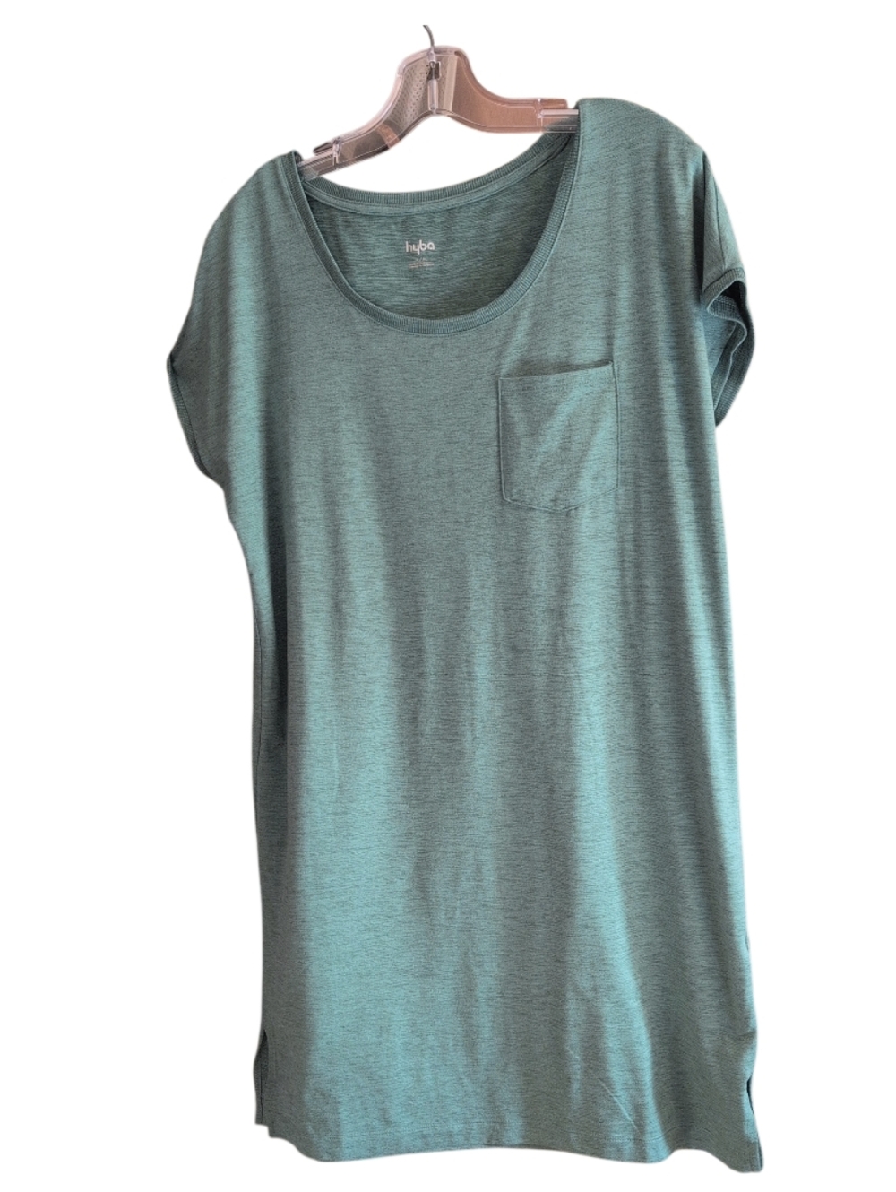 Hyba Women’s Size 8 Teal Tunic Top Pocket Short Sleeve Athleisure Workout Shirt